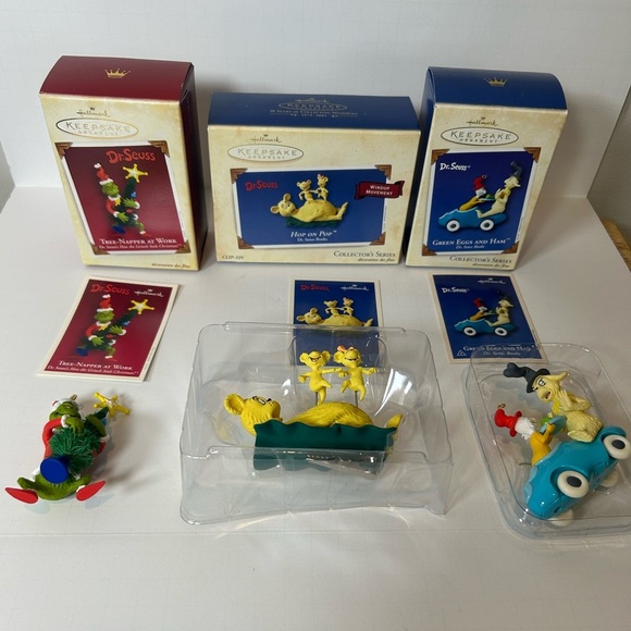 Dr. Seuss Keepsake Ornament Set of 3 The Grinch Christmas Hallmark Keepsake NEW - Picture 3 of 7